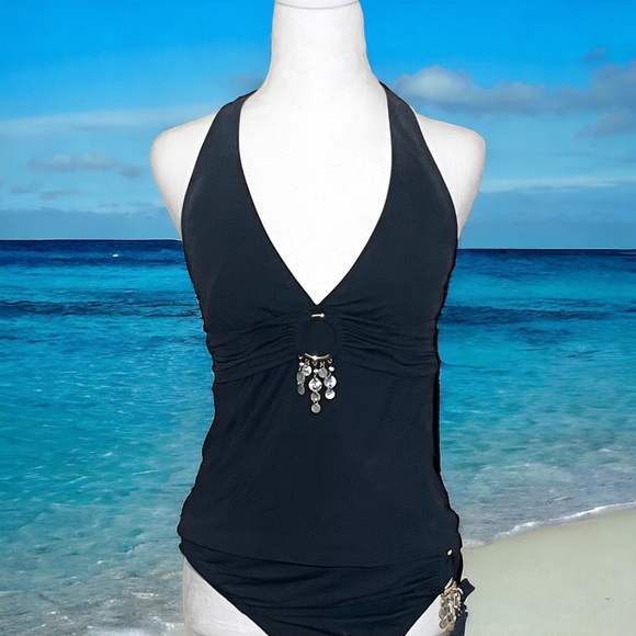 Women’s Top - Olive Green V-Neck with Sequins by For Joseph Fortune - Size M - Picture 16 of 16